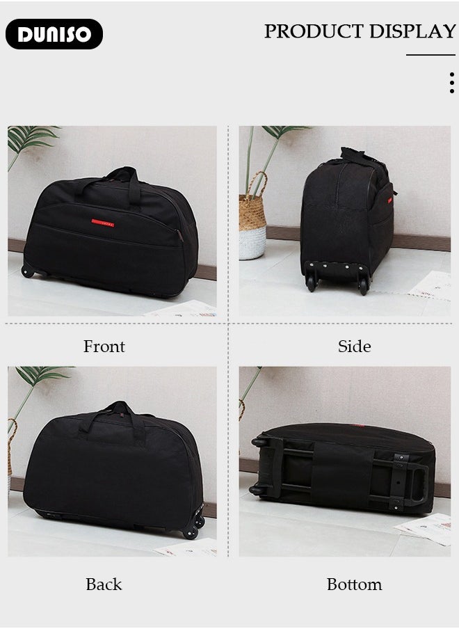 2 in 1 Suitcase for Men and Women, Large Capacity Hand Luggage Bag with Adjustable Pull Rod Portable Trolley Luggage Bag Travel Duffel Bag Multi-pocket Trolley Carry on Bag for Business Travel