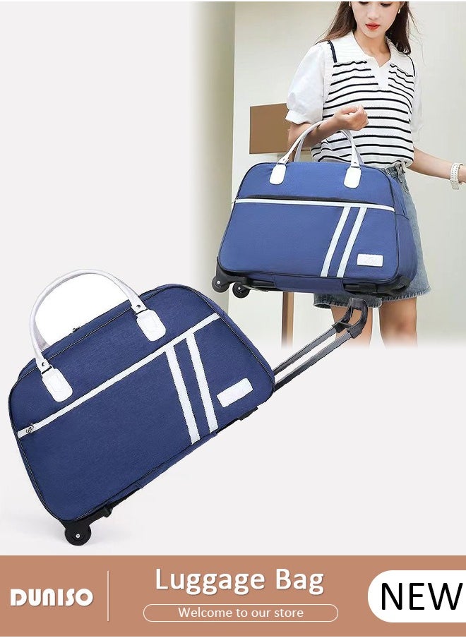 2 in 1 Suitcase for Men and Women, Large Capacity Hand Luggage Bag with Adjustable Pull Rod Portable Trolley Luggage Bag Travel Duffel Bag Multi-pocket Trolley Carry on Bag for Business Travel