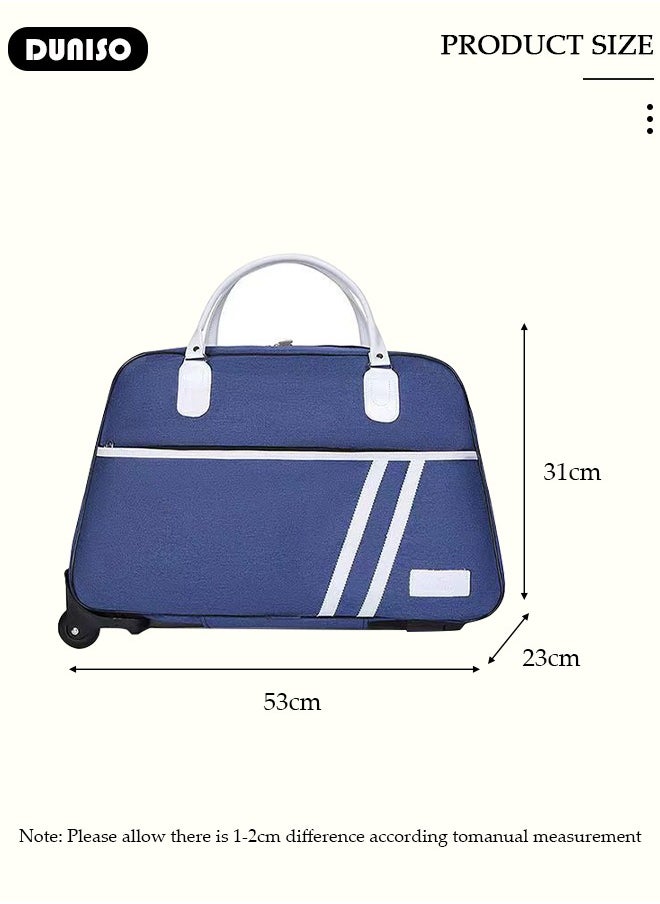 2 in 1 Suitcase for Men and Women, Large Capacity Hand Luggage Bag with Adjustable Pull Rod Portable Trolley Luggage Bag Travel Duffel Bag Multi-pocket Trolley Carry on Bag for Business Travel