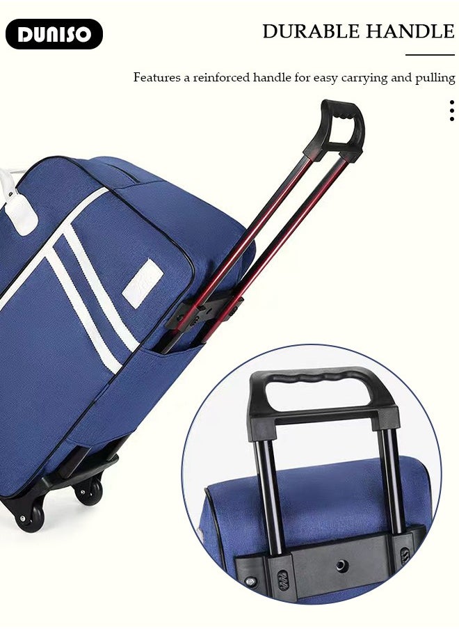 2 in 1 Suitcase for Men and Women, Large Capacity Hand Luggage Bag with Adjustable Pull Rod Portable Trolley Luggage Bag Travel Duffel Bag Multi-pocket Trolley Carry on Bag for Business Travel