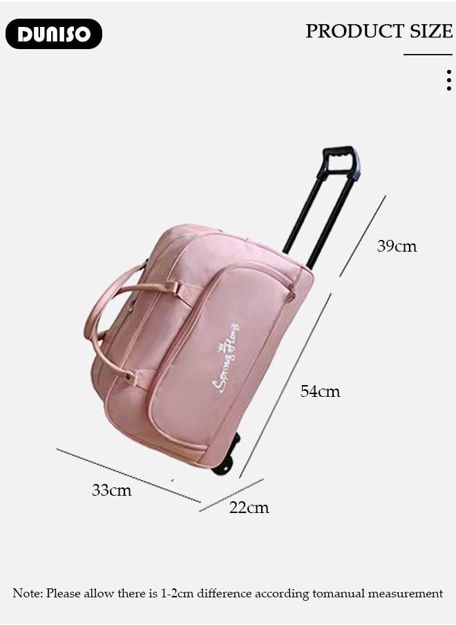 2 in 1 Suitcase for Men and Women, Large Capacity Hand Luggage Bag with Adjustable Pull Rod Portable Trolley Luggage Bag Travel Duffel Bag Multi-pocket Trolley Carry on Bag for Business Travel