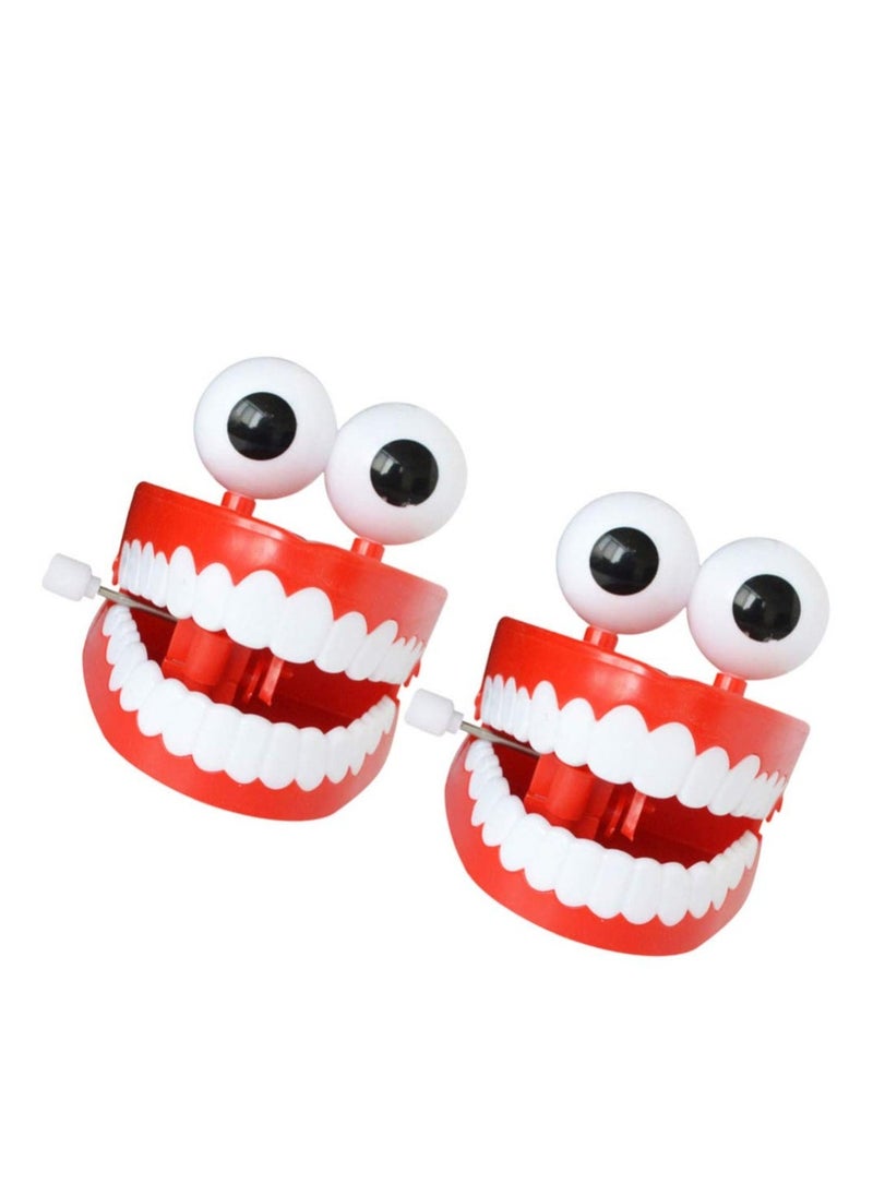 Wind-up Toys Plastic Chattering Teeth, Wind up Toy Early Educational Toy, Popping False Teeth Toy Funny Teeth Toys, Baskets Stuffers Gifts for Kids Toddler, Non-toxic and Odorless (2Pcs)