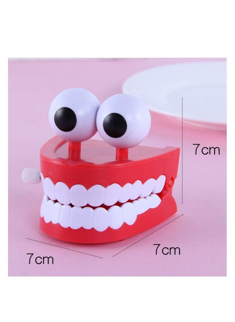 Wind-up Toys Plastic Chattering Teeth, Wind up Toy Early Educational Toy, Popping False Teeth Toy Funny Teeth Toys, Baskets Stuffers Gifts for Kids Toddler, Non-toxic and Odorless (2Pcs)