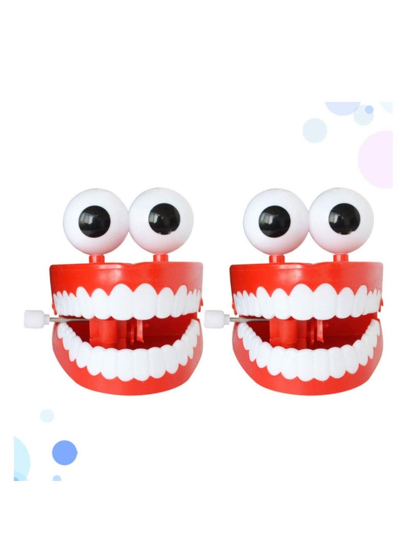 Wind-up Toys Plastic Chattering Teeth, Wind up Toy Early Educational Toy, Popping False Teeth Toy Funny Teeth Toys, Baskets Stuffers Gifts for Kids Toddler, Non-toxic and Odorless (2Pcs)