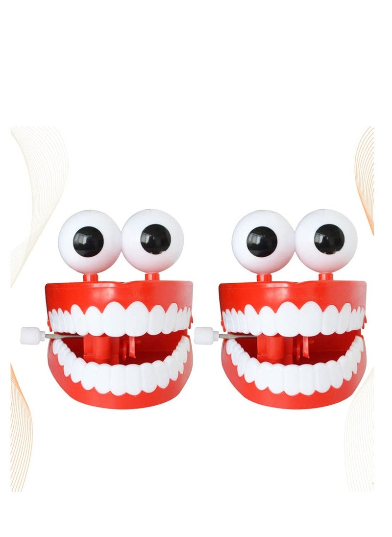 Wind-up Toys Plastic Chattering Teeth, Wind up Toy Early Educational Toy, Popping False Teeth Toy Funny Teeth Toys, Baskets Stuffers Gifts for Kids Toddler, Non-toxic and Odorless (2Pcs)