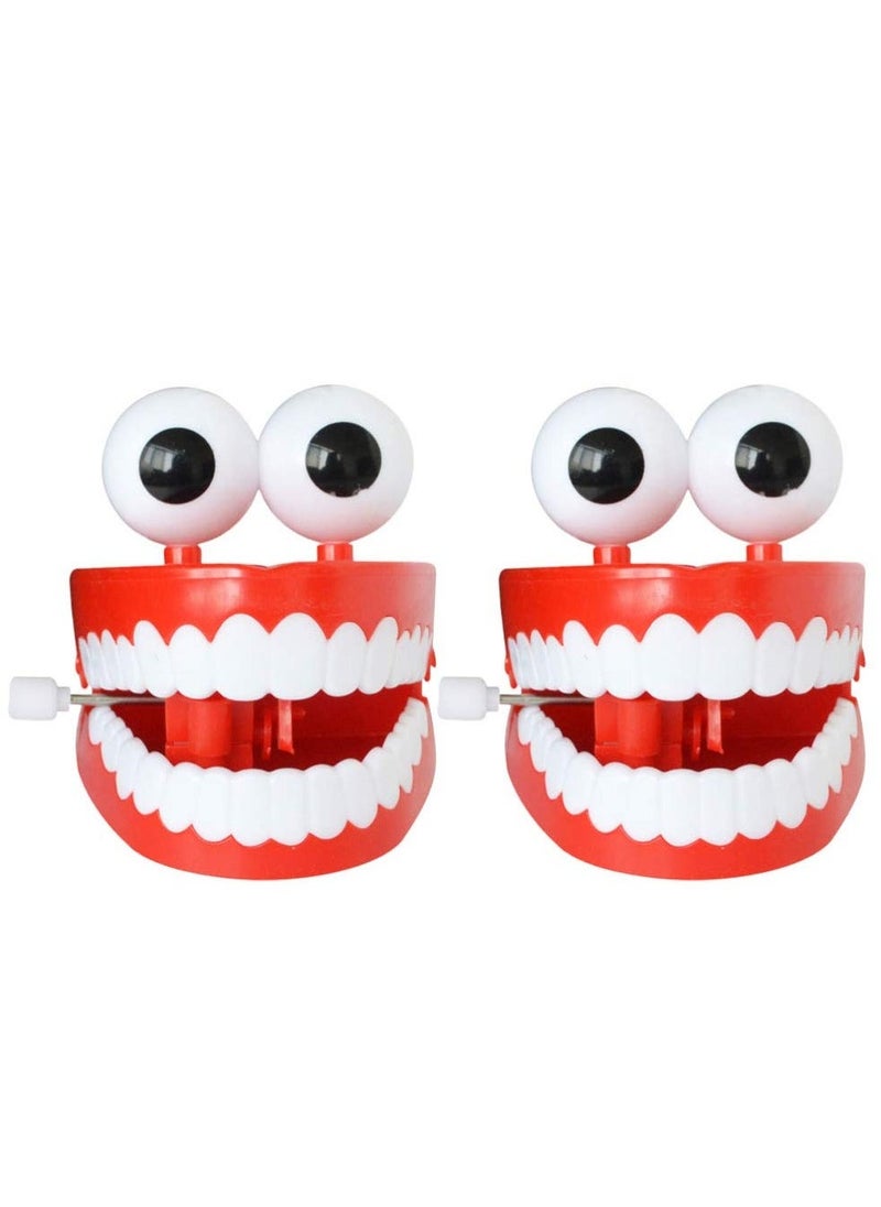 Wind-up Toys Plastic Chattering Teeth, Wind up Toy Early Educational Toy, Popping False Teeth Toy Funny Teeth Toys, Baskets Stuffers Gifts for Kids Toddler, Non-toxic and Odorless (2Pcs)