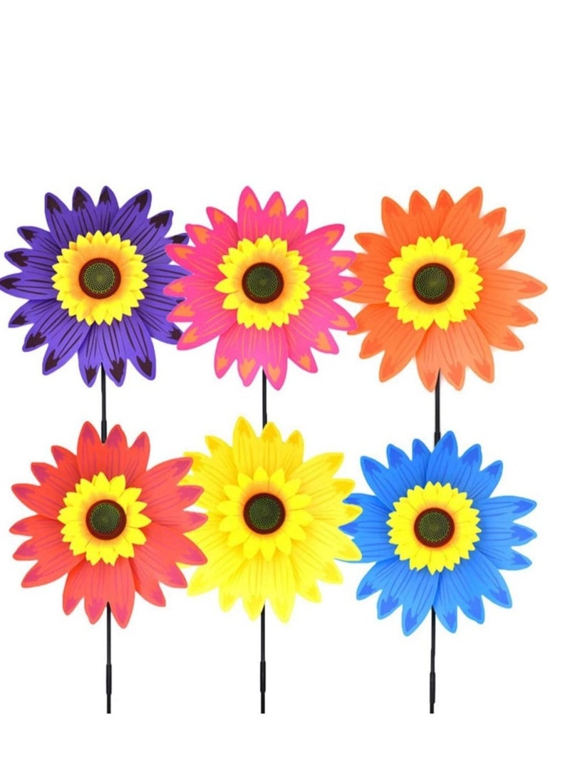 Sunflower Lawn Pinwheels Wind Spinners Garden Party Pinwheel Wind Spinner for Patio Lawn Garden Yard Outdoor Lawn Ornaments Wind Spinner Yard Art Pathway Patio Ornaments 6 PCS