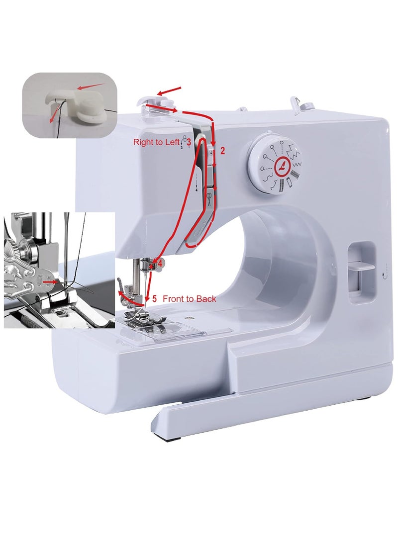 Sewing Machine, Mini Sewing Machine, Electric Portable Sewing Machine for Beginners, 12 Stitch Dual Speed with Foot Pedal