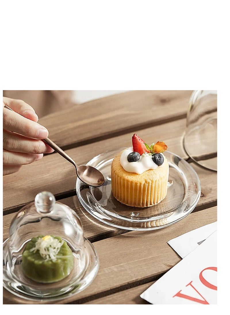 4 PCS Mini Cake Domes Cookie Display Cake Holder Cake Stand Decorative Candlestick  Cake Plate Dome Cover Fruit Glass Cover Shield for Birthday Wedding