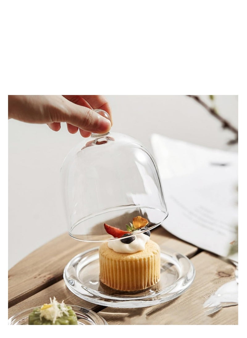 4 PCS Mini Cake Domes Cookie Display Cake Holder Cake Stand Decorative Candlestick  Cake Plate Dome Cover Fruit Glass Cover Shield for Birthday Wedding