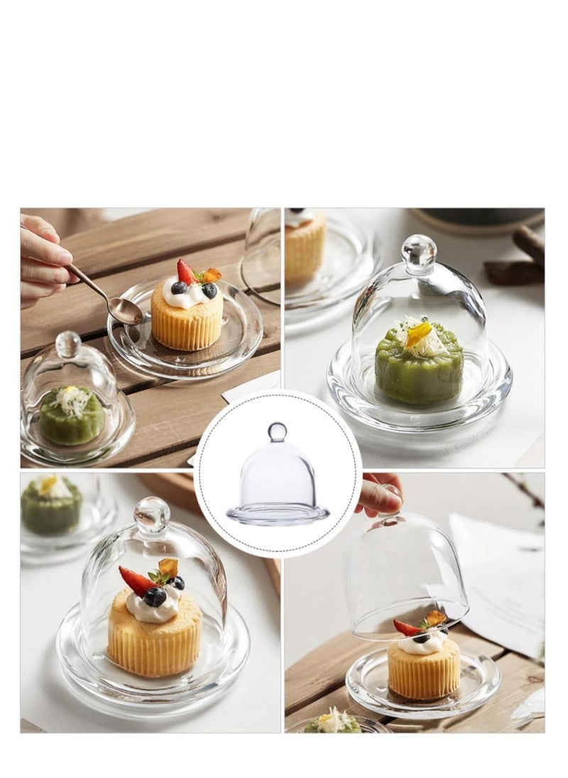 4 PCS Mini Cake Domes Cookie Display Cake Holder Cake Stand Decorative Candlestick  Cake Plate Dome Cover Fruit Glass Cover Shield for Birthday Wedding