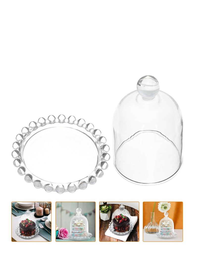 4 PCS Mini Cake Domes Cookie Display Cake Holder Cake Stand Decorative Candlestick  Cake Plate Dome Cover Fruit Glass Cover Shield for Birthday Wedding