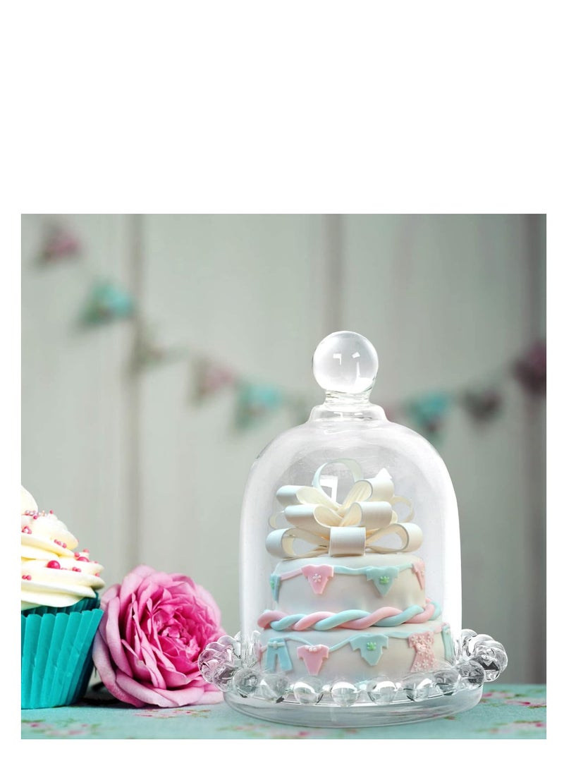 4 PCS Mini Cake Domes Cookie Display Cake Holder Cake Stand Decorative Candlestick  Cake Plate Dome Cover Fruit Glass Cover Shield for Birthday Wedding