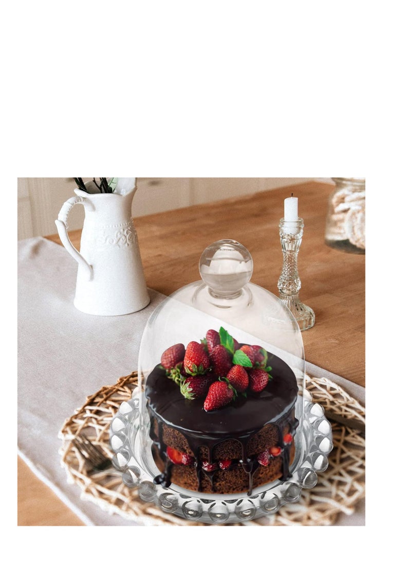 4 PCS Mini Cake Domes Cookie Display Cake Holder Cake Stand Decorative Candlestick  Cake Plate Dome Cover Fruit Glass Cover Shield for Birthday Wedding