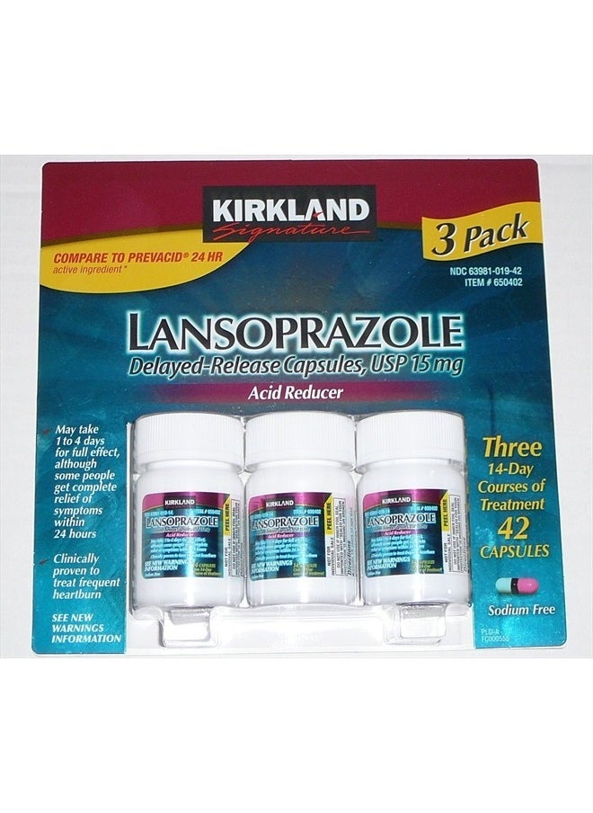 Kirkland Signature Lansoprazole 15 mg. Acid Reducer, 42 Capsules