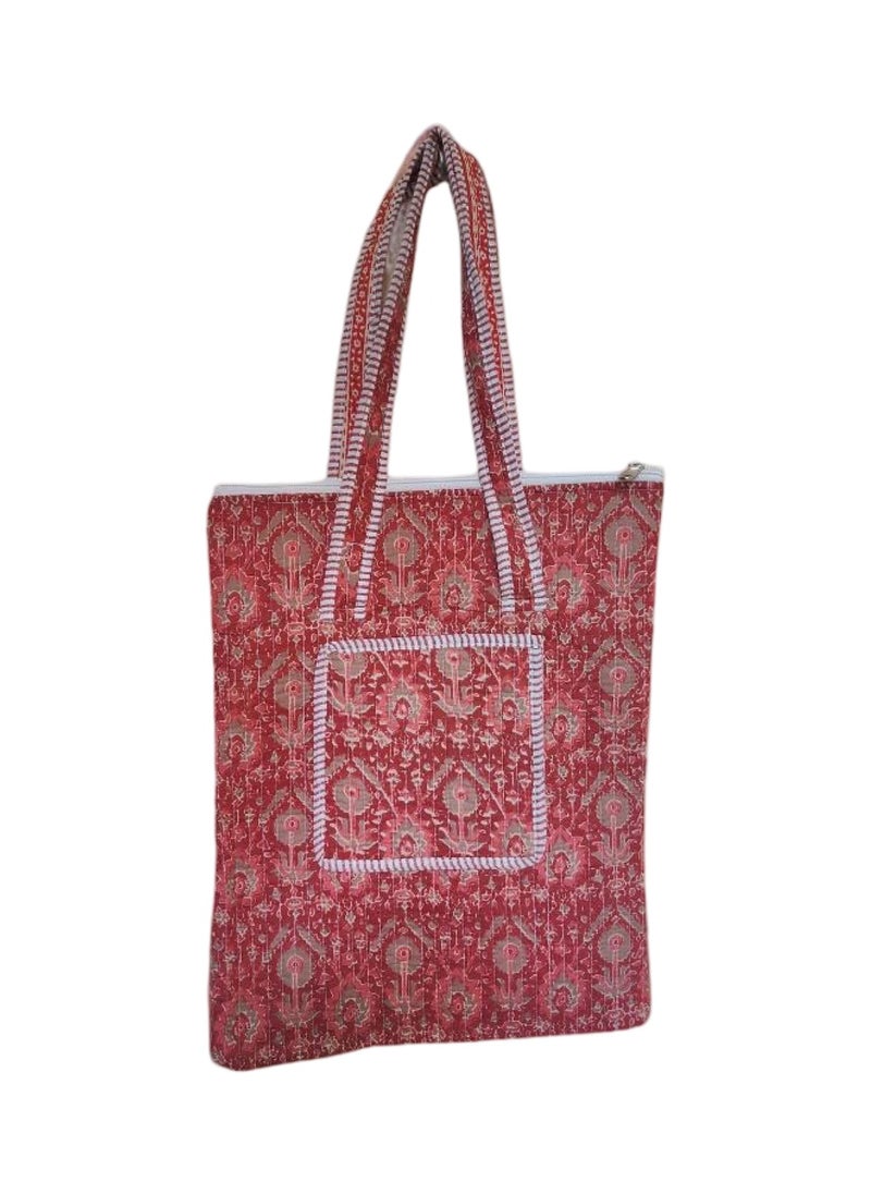 rangrez Cotton Quilted Handicrafted Floral Printed Women's Carry Bag Shoulder Shopping Tote Bag 18