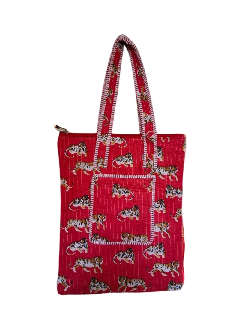 rangrez Cotton Quilted Handicrafted Floral Printed Women's Carry Bag Shoulder Shopping Tote Bag 18