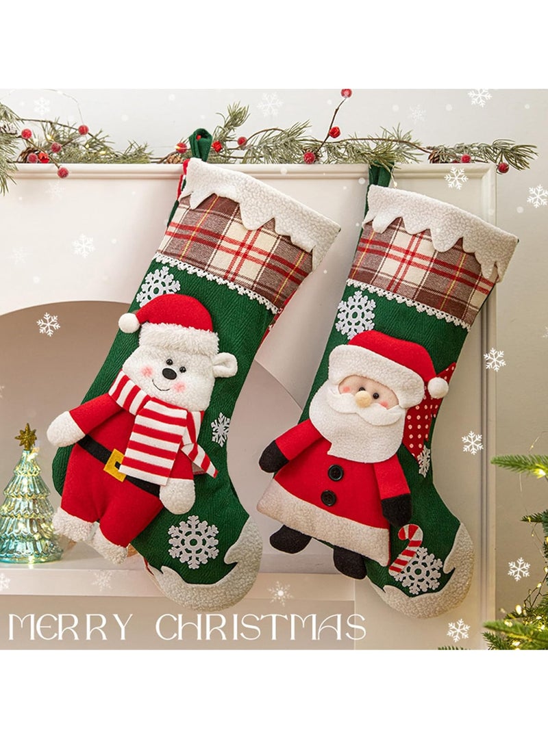 Personalized Christmas Stockings 3 Pack 19 inch Large Kids Stocking Bags Hanging Socks for Christmas Decor Decorations