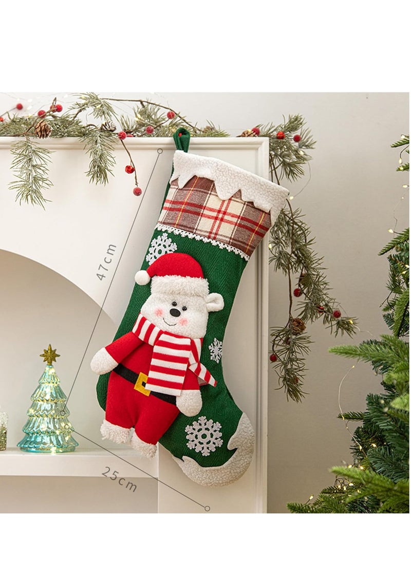 Personalized Christmas Stockings 3 Pack 19 inch Large Kids Stocking Bags Hanging Socks for Christmas Decor Decorations