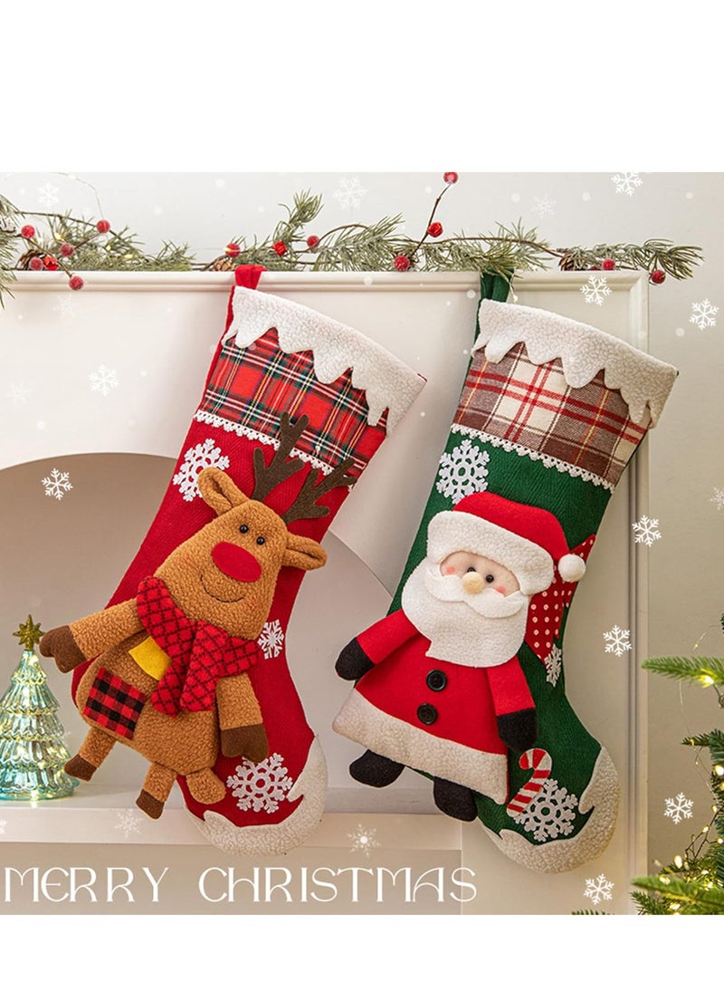 Personalized Christmas Stockings 3 Pack 19 inch Large Kids Stocking Bags Hanging Socks for Christmas Decor Decorations