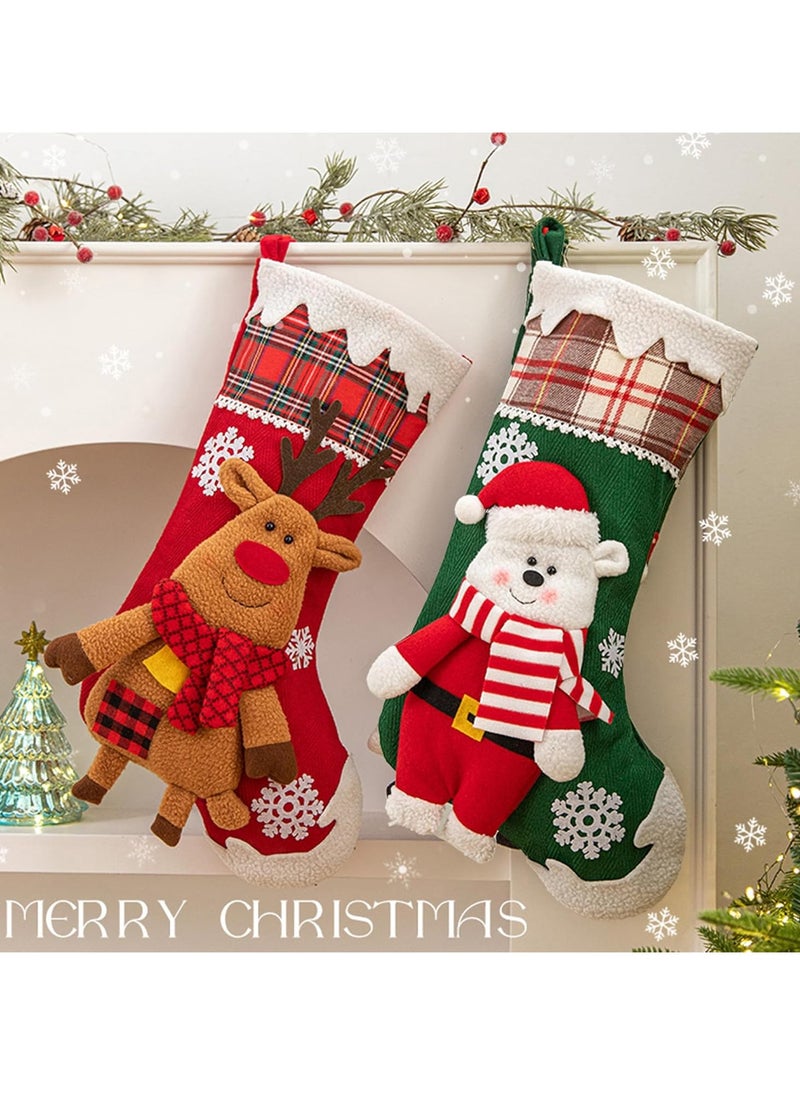 Personalized Christmas Stockings 3 Pack 19 inch Large Kids Stocking Bags Hanging Socks for Christmas Decor Decorations