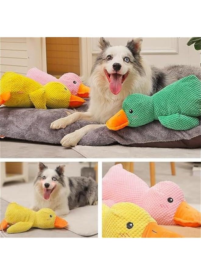 Quack-Quack Duck Dog Toy, The Calming Duck Dog Toy, The Mellow Dog Calming Duc, Yellow Stuffed Duck Dog Chew Toys for Dogs Indoor Puppy (Green)