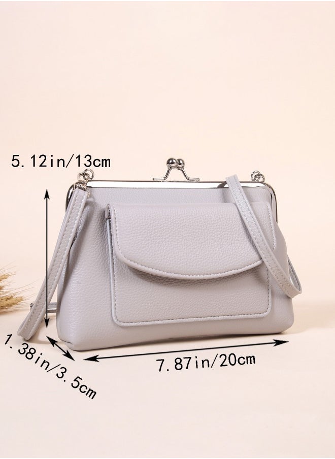 Women's Fashion Multifunctional Shoulder Bag, Solid Color Elegant Crossbody Bag Messenger Bag for Ladies, Office Commuter Carrying Bag Sling Bag (Gray)