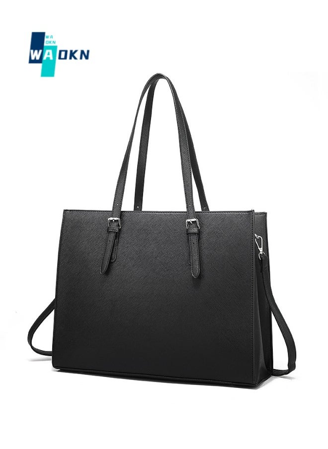 Women's Simple Business Shoulder Bag, Ladies Large-capacity Top Handle Crossbody Bag Sling Bag Side Bag Laptop Bag Computer Bag, Solid Color PU Leather Tote Bag Handbag Clutch Bag