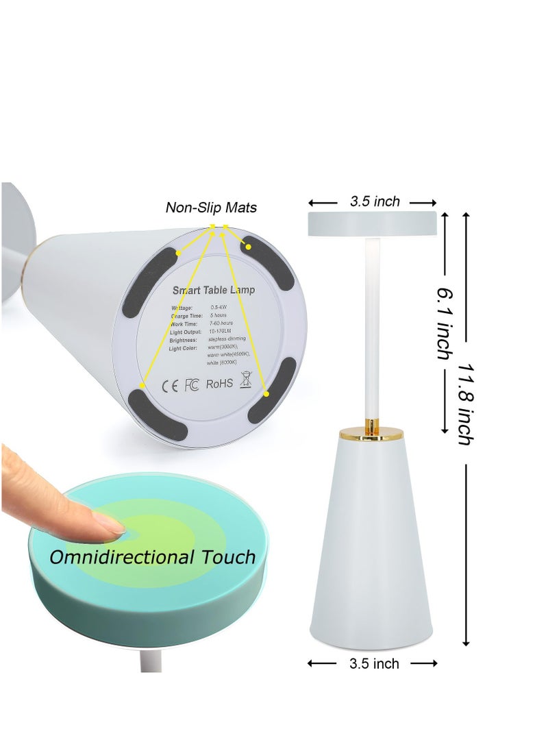 Cordless Table Lamps Rechargeable-2000mAh Battery Operated Table Light, Portable LED Desk Lamp for Bedroom,Outdoor,Camping