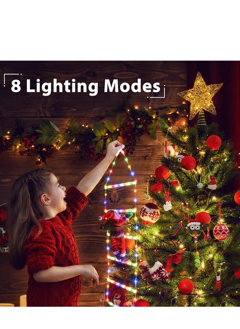 LED Christmas Light - Christmas Decorative Ladder Lights with Santa Claus, Christmas Decorations Lights for Indoor Outdoor, Window, Garden, Home, Wall, Xmas Tree Decor
