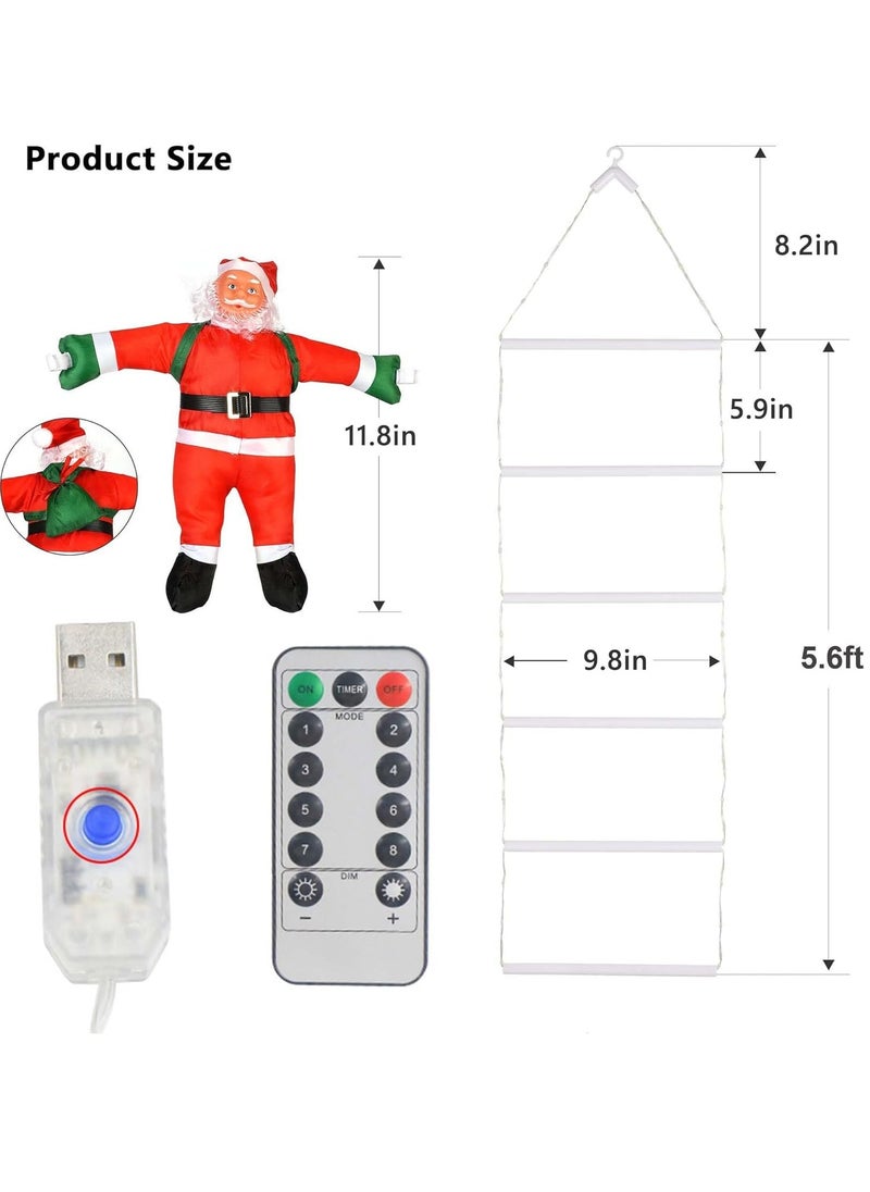 LED Christmas Light - Christmas Decorative Ladder Lights with Santa Claus, Christmas Decorations Lights for Indoor Outdoor, Window, Garden, Home, Wall, Xmas Tree Decor