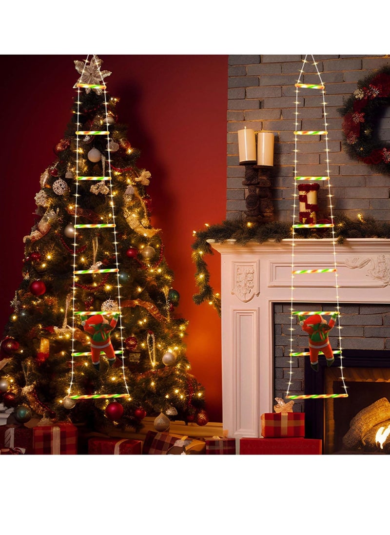 LED Christmas Light - Christmas Decorative Ladder Lights with Santa Claus, Christmas Decorations Lights for Indoor Outdoor, Window, Garden, Home, Wall, Xmas Tree Decor