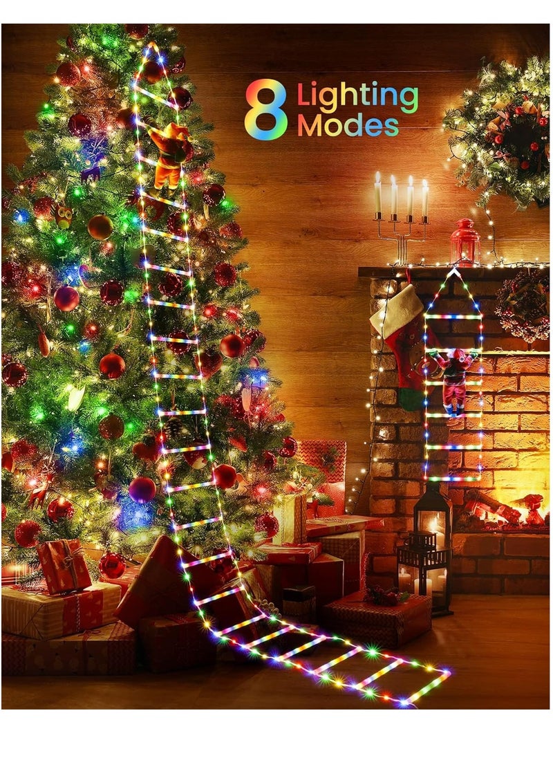 LED Christmas Light - Christmas Decorative Ladder Lights with Santa Claus, Christmas Decorations Lights for Indoor Outdoor, Window, Garden, Home, Wall, Xmas Tree Decor