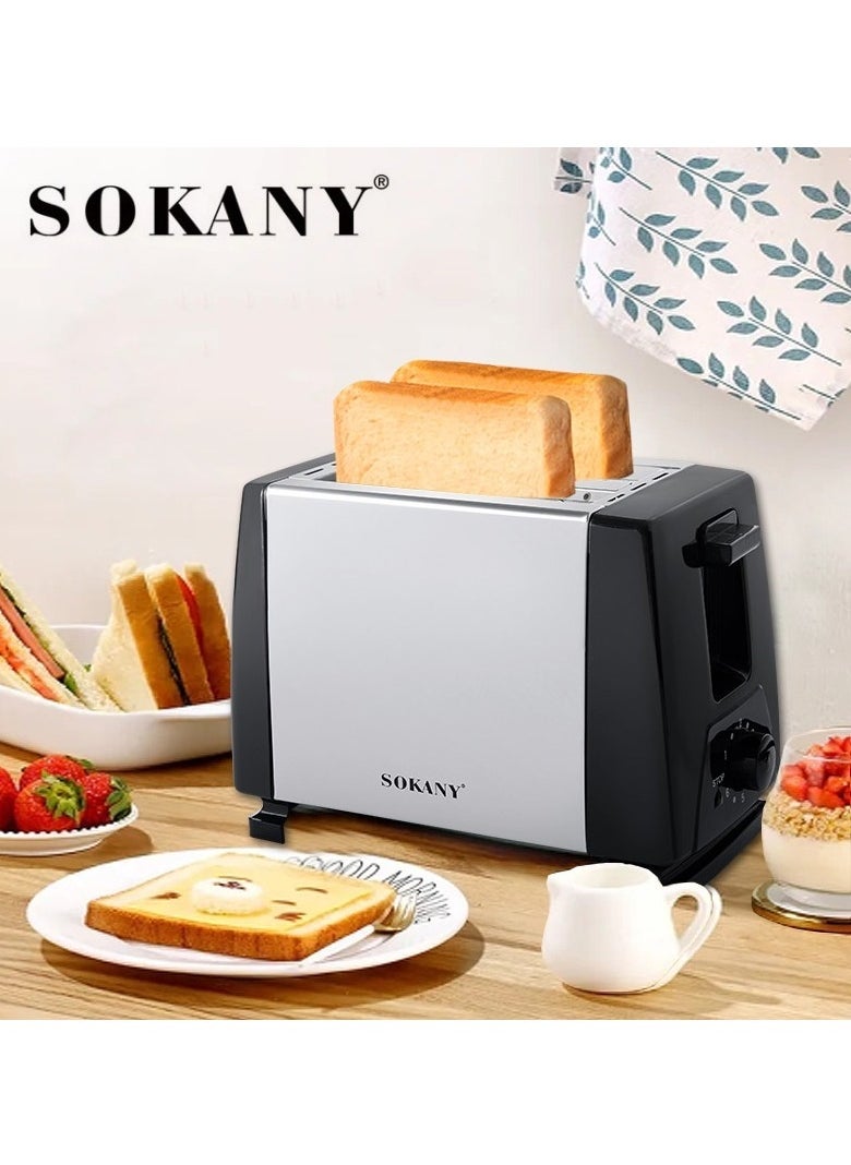 2-Slice Silver Bread Toaster - Electric Compartment- Sokany