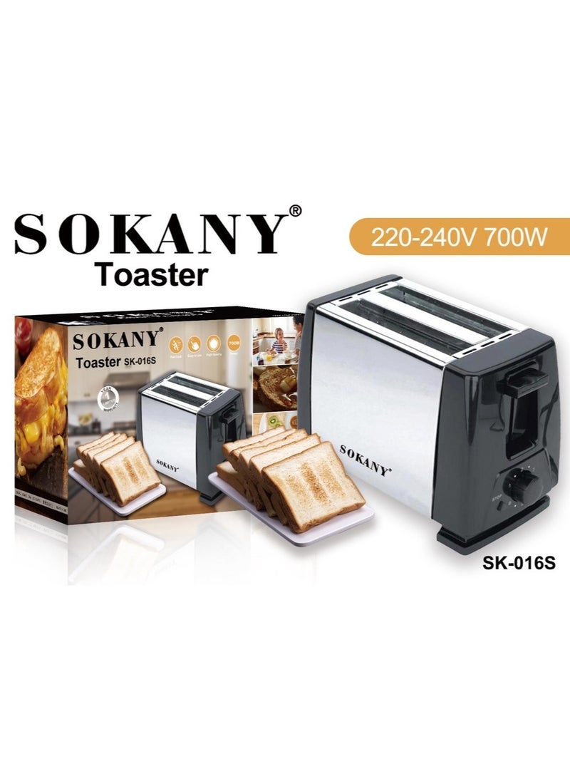 2-Slice Silver Bread Toaster - Electric Compartment- Sokany