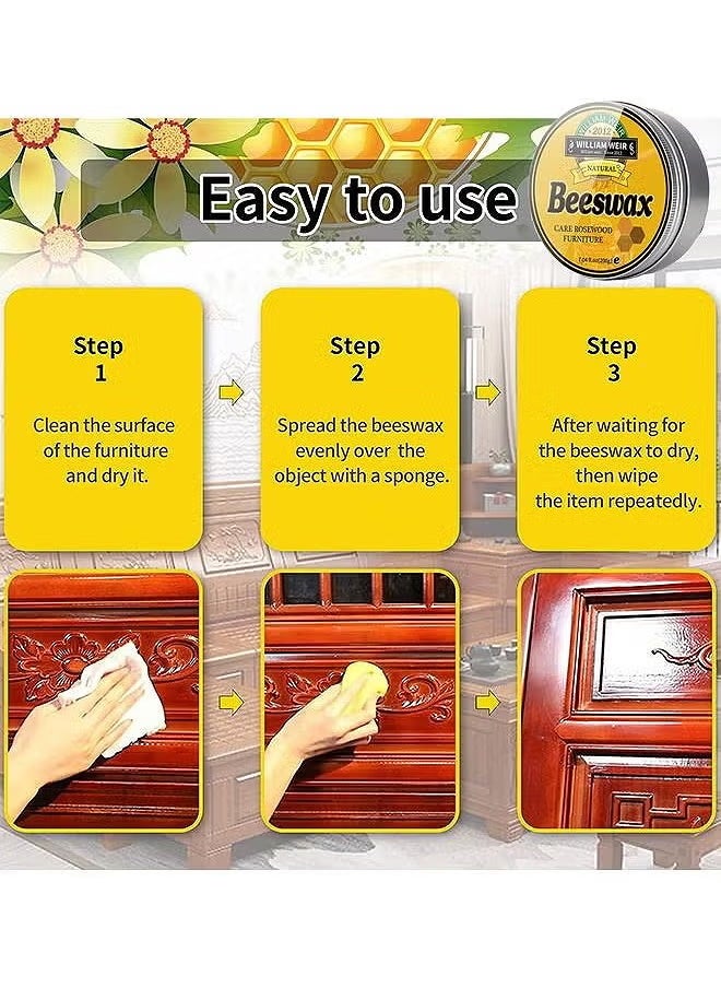 Natural Beeswax Furniture Polish Wood Seasoning Beeswax For Wood Polish And Conditioner Multipurpose Waterproof And Repair Wood Wax Wood Cleaner And Polish Furniture Wax