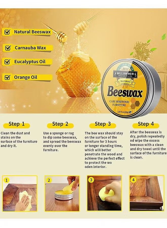 Natural Beeswax Furniture Polish Wood Seasoning Beeswax For Wood Polish And Conditioner Multipurpose Waterproof And Repair Wood Wax Wood Cleaner And Polish Furniture Wax