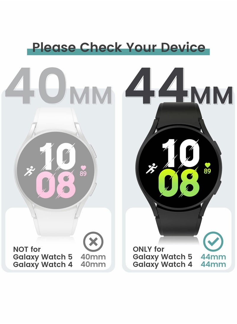 for Samsung Galaxy Watch 5 4 Screen Protector and Case 44mm Anti Fog Tempered Glass Protective Film Hard PC Bumper Face Cover Set