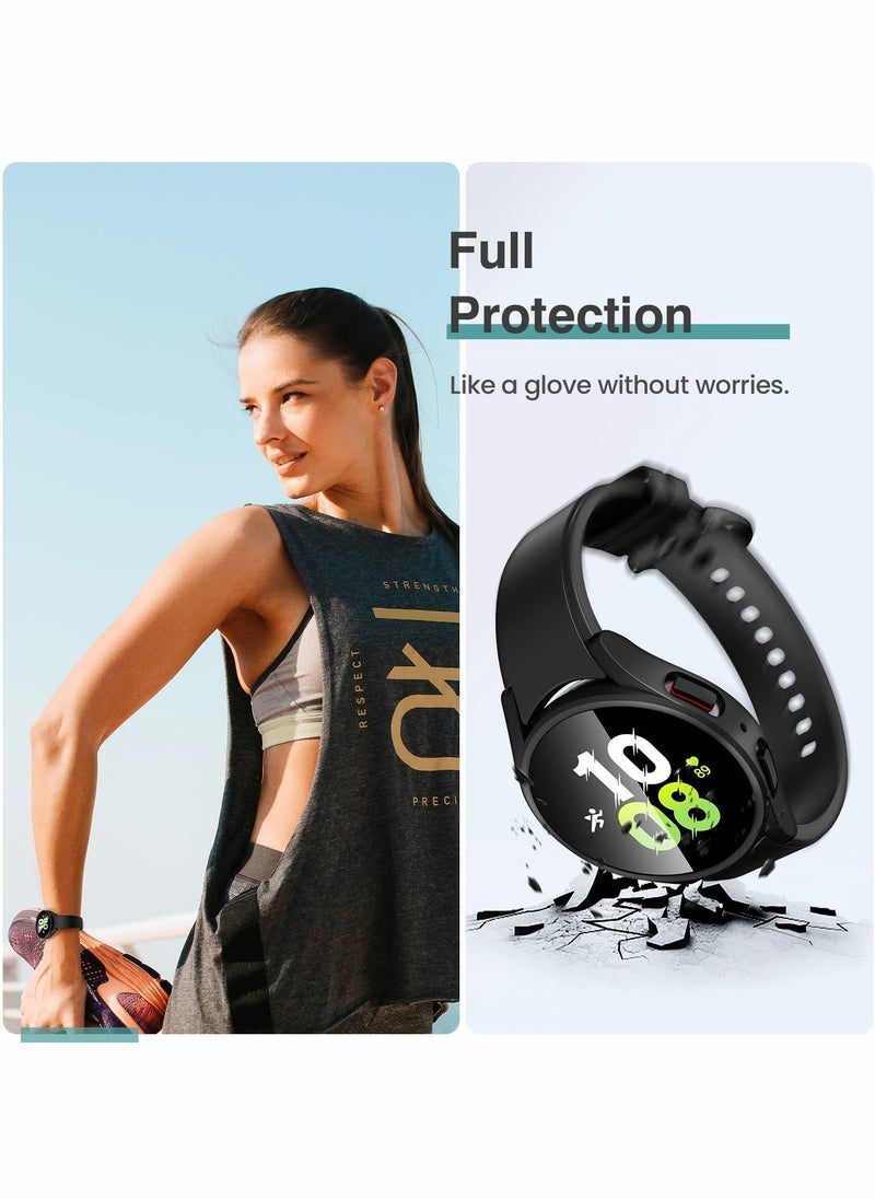 for Samsung Galaxy Watch 5 4 Screen Protector and Case 44mm Anti Fog Tempered Glass Protective Film Hard PC Bumper Face Cover Set