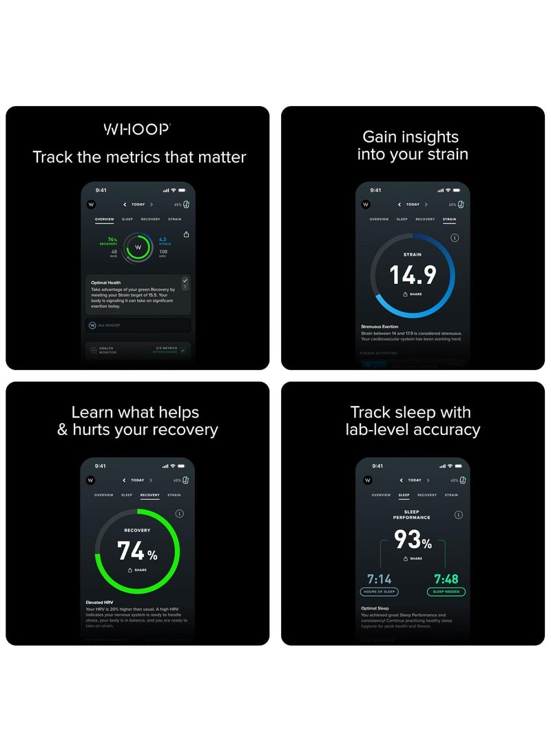 4.0 with 12 Month Subscription – Wearable Health, Fitness & Activity Tracker – Continuous Monitoring, Performance Optimization, Heart Rate Tracking – Improve Sleep, Strain, Recovery, Wellness Black