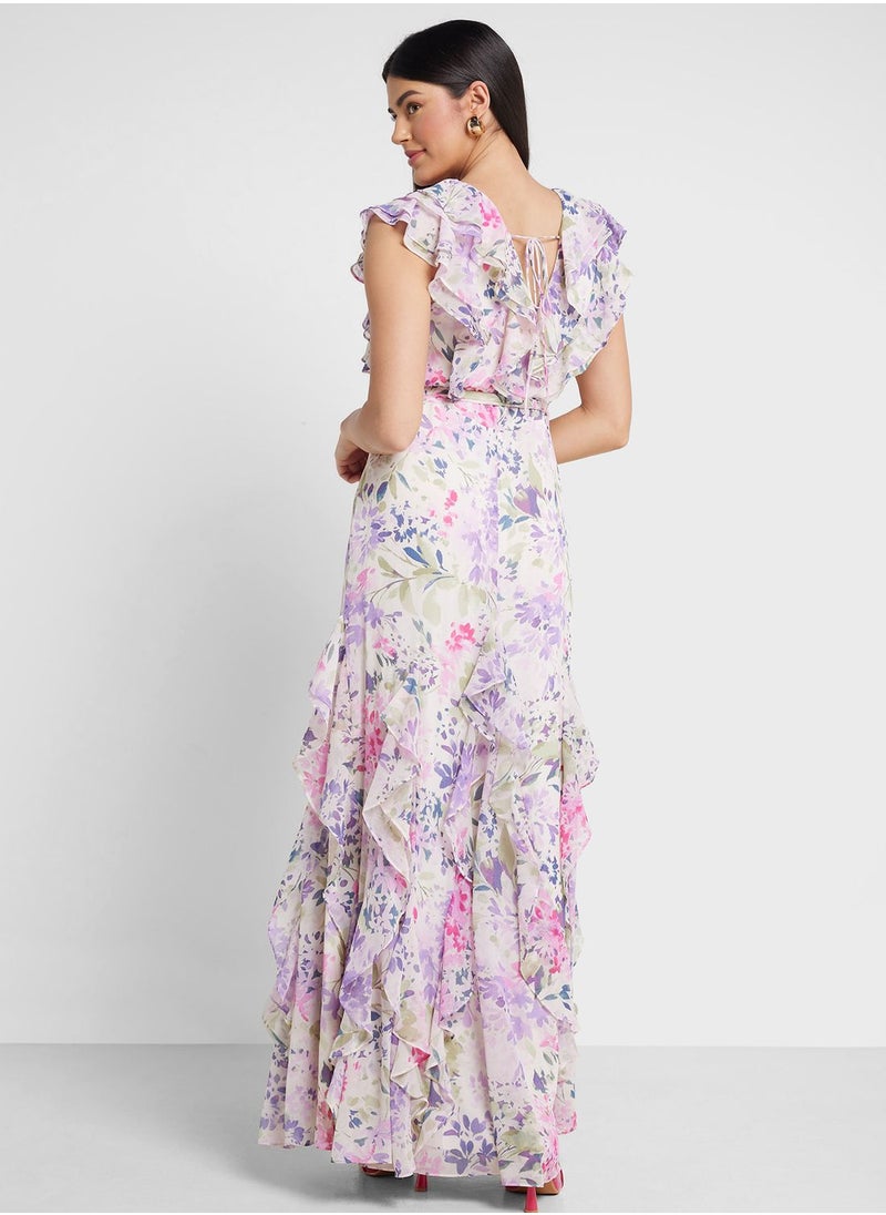 Floral Printed Tiered Dress