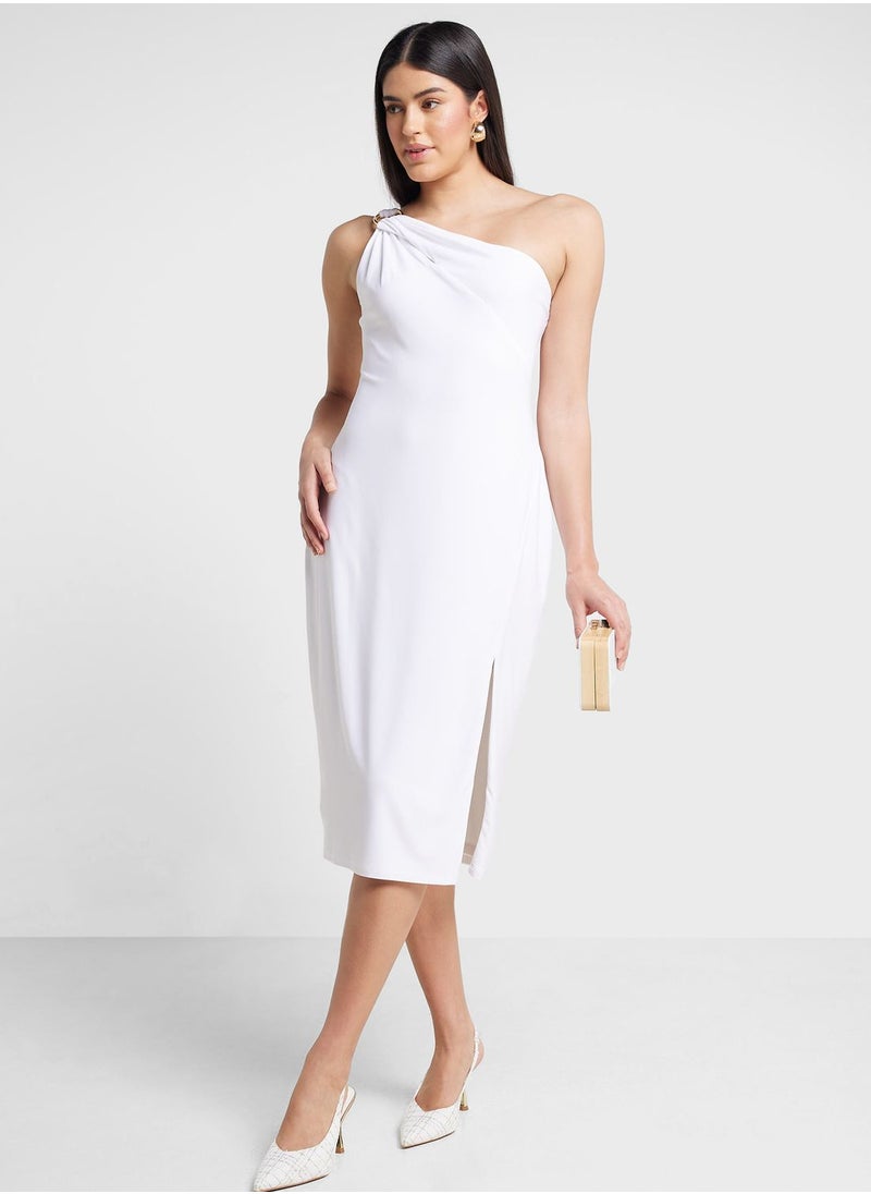 One Shoulder Side Slit Dress