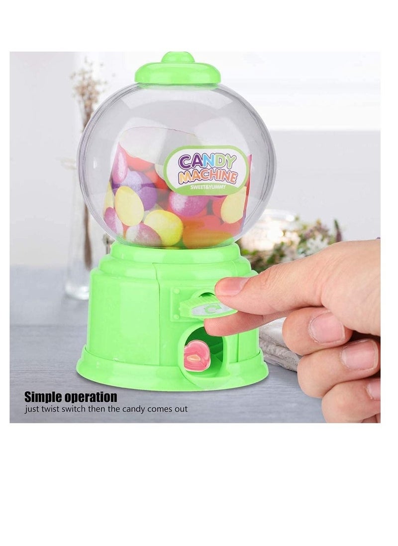 Candy Vending Machine, Portable Children Candy Machine Plastic Mini Gumballs Dispenser Kids Kindergarten Gift, Vending Machine, Vintage Style Sweet Bubblegum Fun Toy Machine for 3 age (Green)