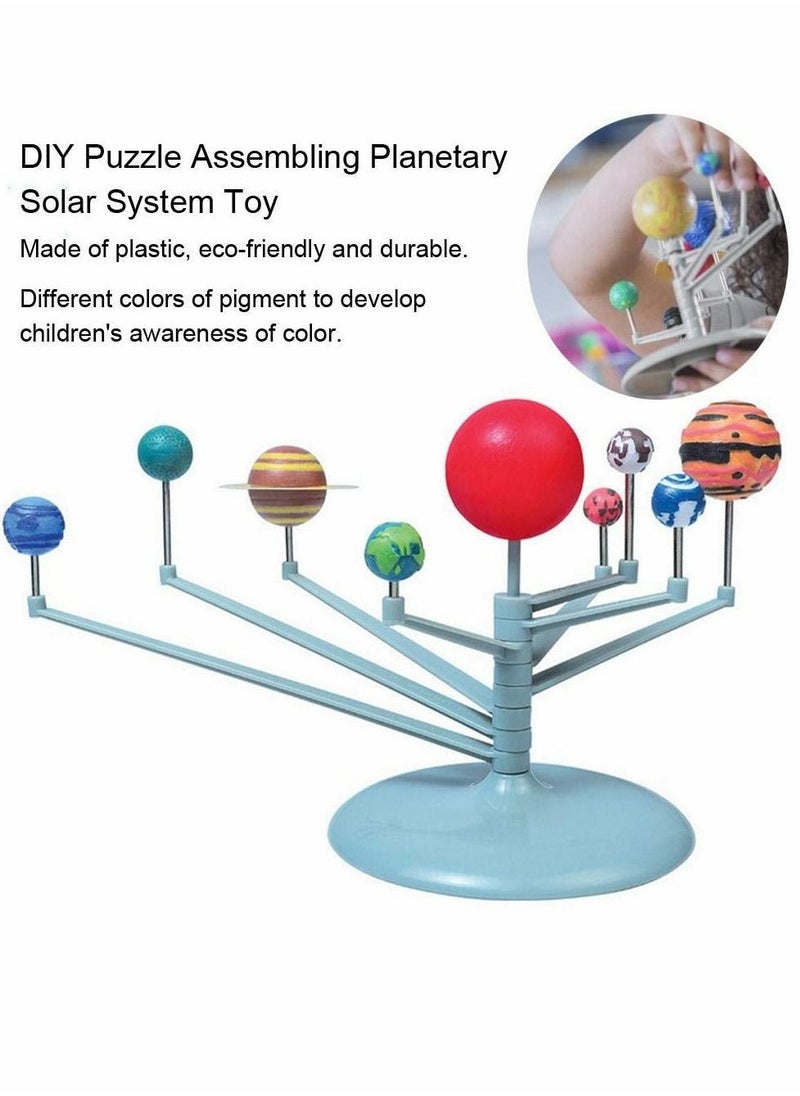 DIY Solar System Toy, Plastic DIY Planetary Models Intelligence Puzzle Assemble Planets Sets, Science Toy Nine Planets Celestial Body Movement Instrument for Kids Children, Family and School