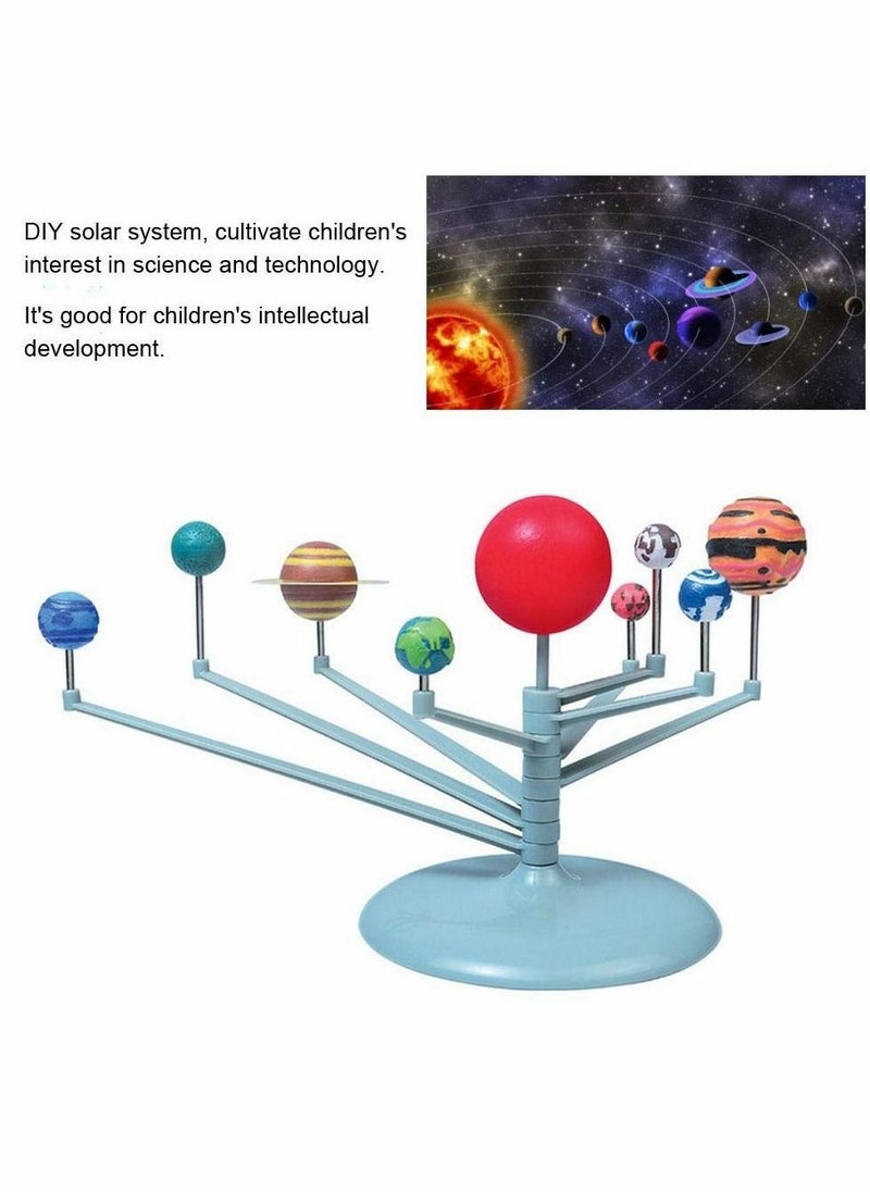 DIY Solar System Toy, Plastic DIY Planetary Models Intelligence Puzzle Assemble Planets Sets, Science Toy Nine Planets Celestial Body Movement Instrument for Kids Children, Family and School