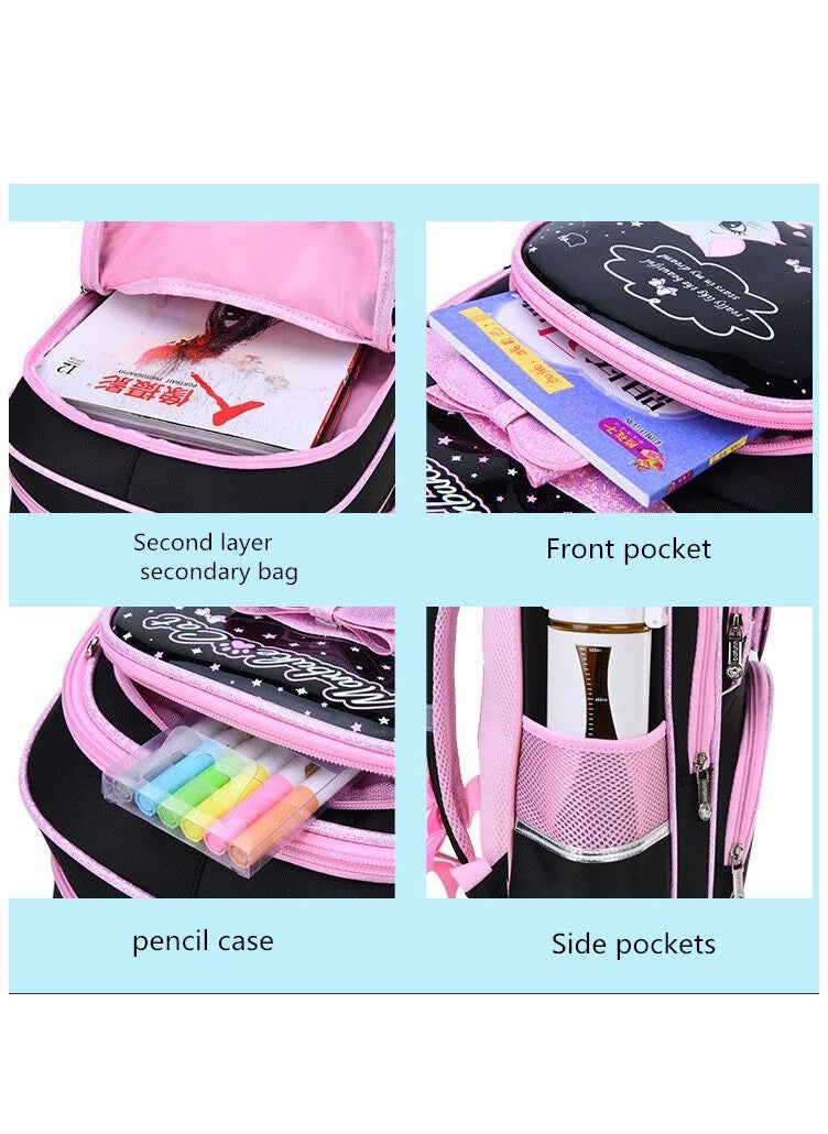 3 Pcs School Bags Backpack Set with  for Kids, Large Capacity Student Bookbag, Includes Backpack, Lunch Bag and Pencil Case, School Supplies for Boys Girls Teens