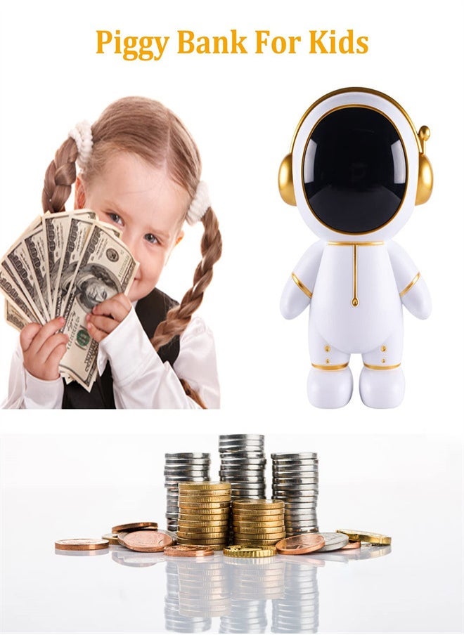 Money Bank in Astronaut Shape with Removable Cover, , Money Box Coin Bank Indestructible Plastic Money Bank, Funny Astronaut Decorations for Kids, Boys, Girls, Gold