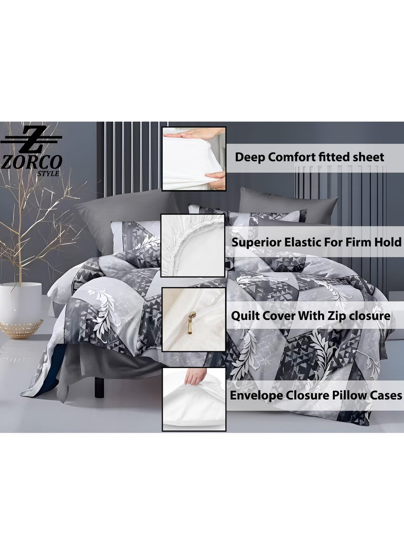 Hotel Duvet Cover Set 6 Pieces Cotton King Size Luxurious Bedding Set, Modern and Attractive Bedding Set with 1xFitted Sheet, 1xDuvet Cover, 4xPillow Cases