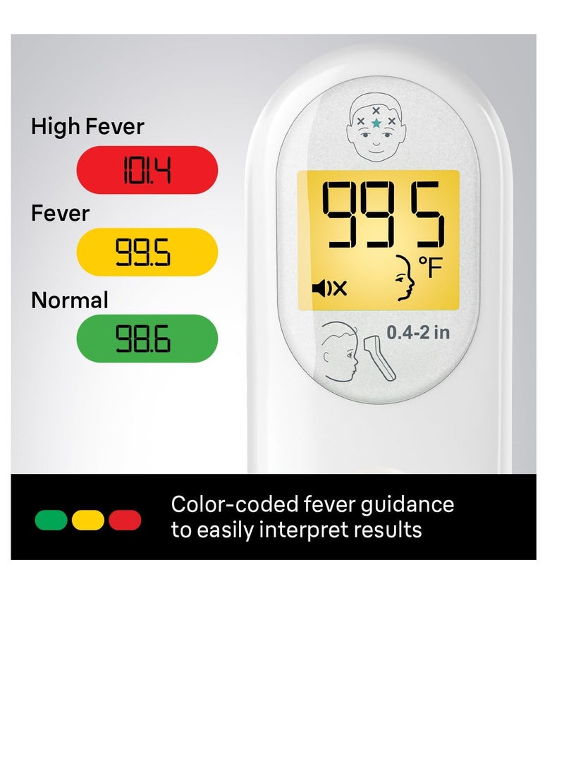 No Touch 3-in-1 Thermometer Measures Forehead Liquid and Food Temps Professional Accuracy and Color Coded Fever Guidance for Babies Kids Toddlers and Adults FSA and HSA Eligible