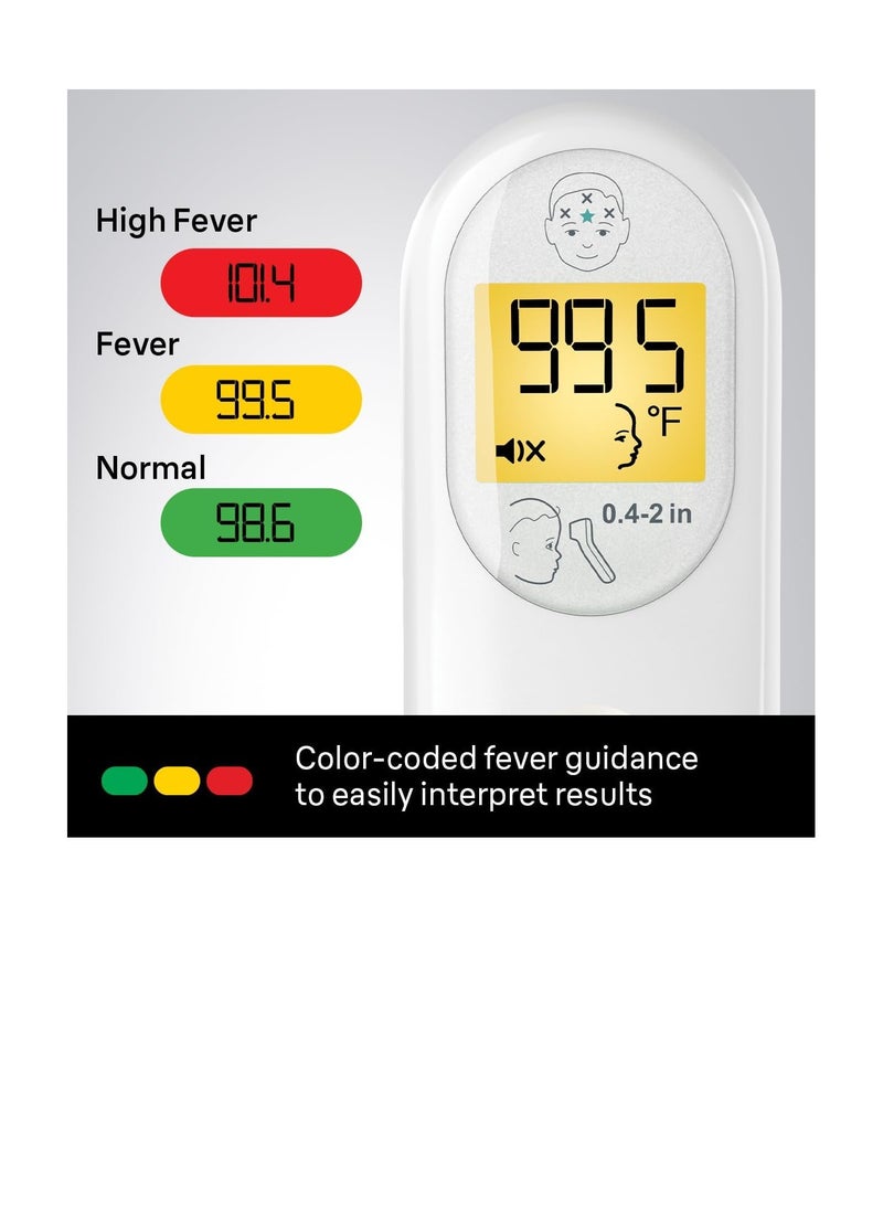 No Touch 3-in-1 Thermometer, Measures Forehead, Liquid and Food Temps, Professional Accuracy and Color Coded Fever Guidance for Babies, Kids, Toddlers and Adults, FSA and HSA Eligible